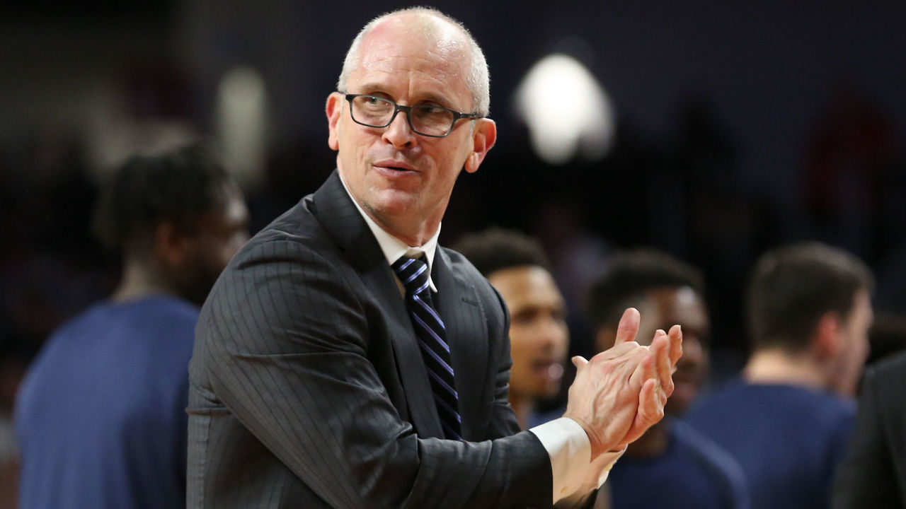CINCINNATI, OH - JANUARY 12: Connecticut Huskies head coach Dan Hurley reacts during the game against the Connecticut Huskies and the Cincinnati Bearcats on January 12th 2019, at Fifth Third Arena in Cincinnati, OH.