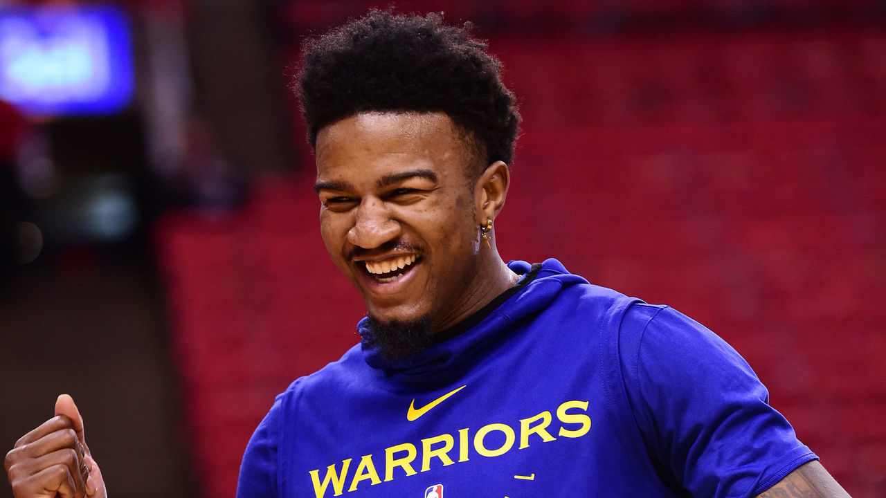 TORONTO, CANADA - JUNE 2: Jordan Bell #2 of the Golden State Warriors smiles prior to Game Two of the NBA Finals against the Toronto Raptors on June 2, 2019 at Scotiabank Arena in Toronto, Ontario, Canada. NOTE TO USER: User expressly acknowledges and agrees that, by downloading and/or using this photograph, user is consenting to the terms and conditions of the Getty Images License Agreement. Mandatory Copyright Notice: Copyright 2019 NBAE