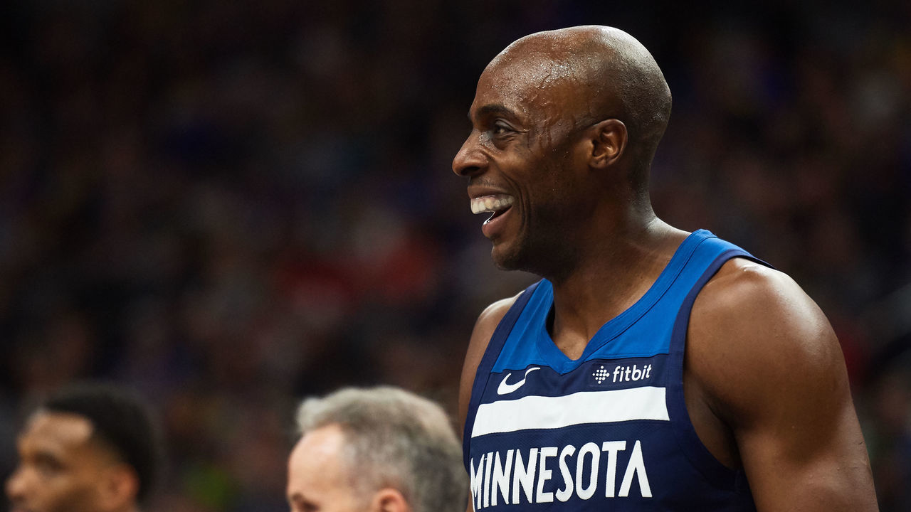 MINNEAPOLIS, MN - MARCH 29: Anthony Tolliver #43 of the Minnesota Timberwolves looks on during the game against the Golden State Warriors on March 29, 2019 at the Target Center in Minneapolis, Minnesota.
