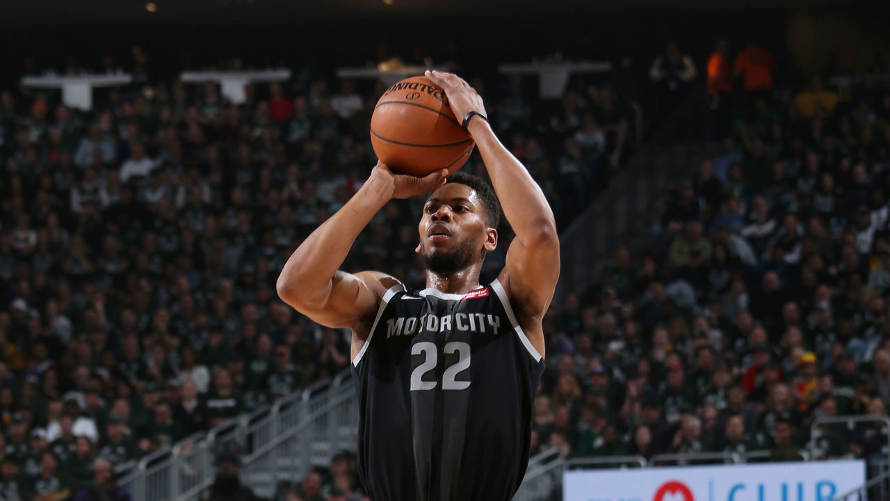 MILWAUKEE, WI - APRIL 17: Glenn Robinson III #22 of the Detroit Pistons shoots the ball against the Milwaukee Bucks during Game Two of Round One of the 2019 NBA Playoffs against the Detroit Pistons on April 17, 2019 at Fiserv Forum in Milwaukee, Wisconsin. Mandatory Copyright Notice: Copyright 2019 NBAE