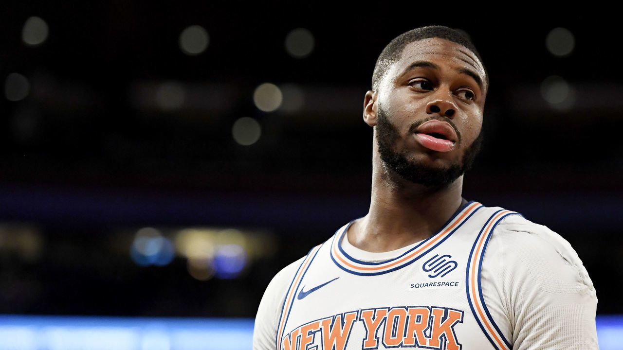 NEW YORK, NEW YORK - MARCH 22: Emmanuel Mudiay #1 of the New York Knicks looks on during the second half of the game against the Denver Nuggets at Madison Square Garden on March 22, 2019 in New York City.