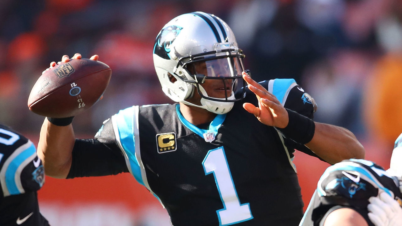 CLEVELAND, OH - DECEMBER 09: Cam Newton #1 of the Carolina Panthers looks to pass during the first quarter against the Cleveland Browns at FirstEnergy Stadium on December 9, 2018 in Cleveland, Ohio.