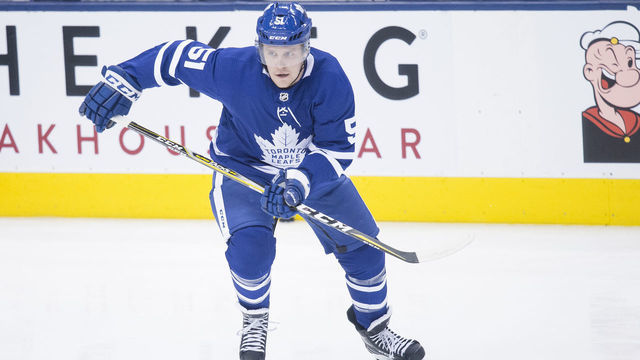 TORONTO, ON - APRIL 04: Toronto Maple Leafs defenseman Jake Gardiner (51) skates during the warm-up before a game between the Tampa Bay Lightning and the Toronto Maple Leafs on April 04, 2019, at the Scotiabank Arena in Toronto, Ontario Canada.