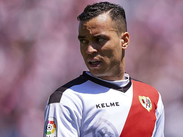 VALENCIA, SPAIN - MAY 04: Raul de Tomas of Rayo Vallecano de Madrid reacts during the La Liga match between Levante UD and Rayo Vallecano de Madrid at Ciutat de Valencia on May 04, 2019 in Valencia, Spain.