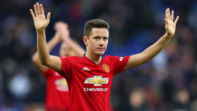 LEICESTER, ENGLAND - FEBRUARY 03: Ander Herrera of Manchester United celebrates victory following the Premier League match between Leicester City and Manchester United at The King Power Stadium on February 3, 2019 in Leicester, United Kingdom.