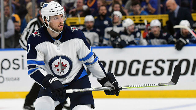 ST. LOUIS, MO - APRIL 16: Winnipeg Jets defenseman Ben Chiarot (7) during a first round Stanley Cup Playoffs game between the Winnipeg Jets and the St. Louis Blues, on April 16, 2019, at Enterprise Center, St. Louis, Mo.