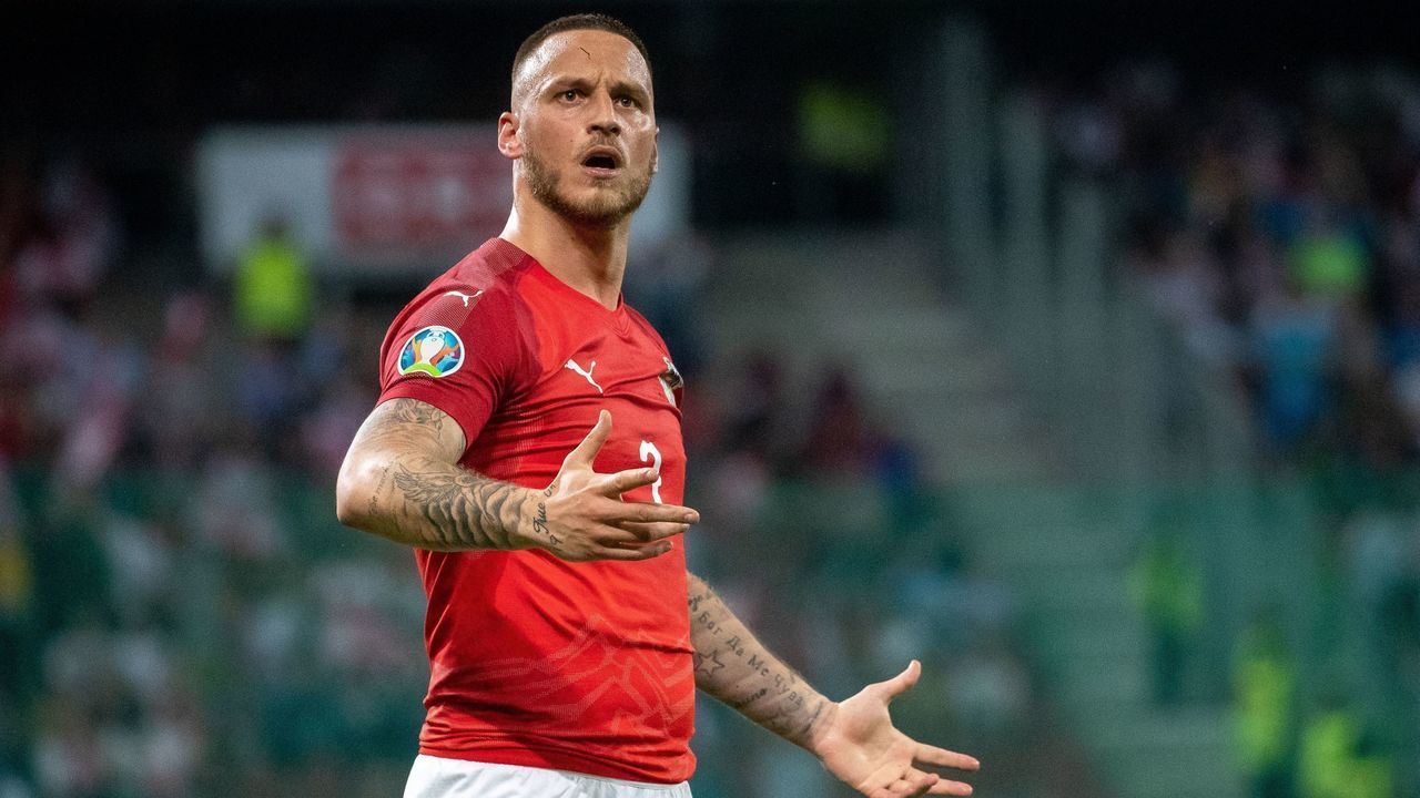 Austria's Marko Arnautovic reacts during the UEFA Euro 2020 group G qualifying football match between Austria and Slovenia at the Woerthersee Stadion in Klagenfurt, Austria on June 7, 2019.