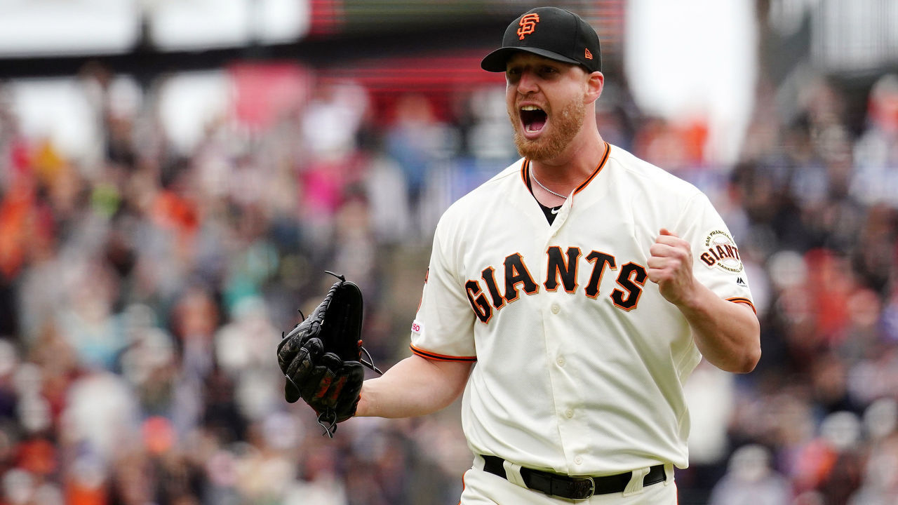 SAN FRANCISCO, CALIFORNIA - JUNE 15: Will Smith #13 of the San Francisco Giants celebrates beating the Milwaukee Brewers and getting the save at Oracle Park on June 15, 2019 in San Francisco, California.