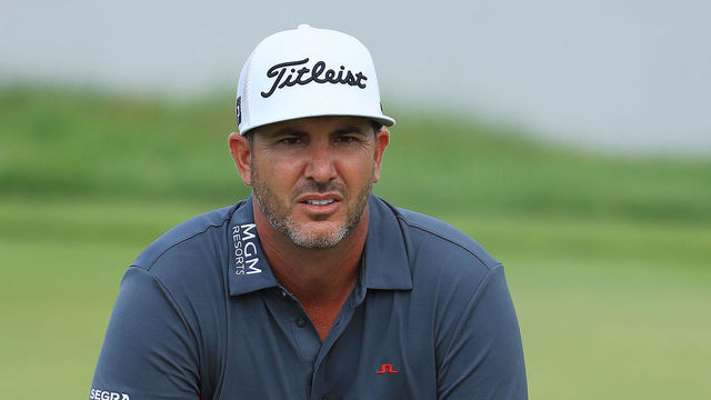 BLAINE, MINNESOTA - JULY 04: Scott Piercy of the United States looks over a putt on the 17th green during the first round of the 3M Open at TPC Twin Cities on July 04, 2019 in Blaine, Minnesota.