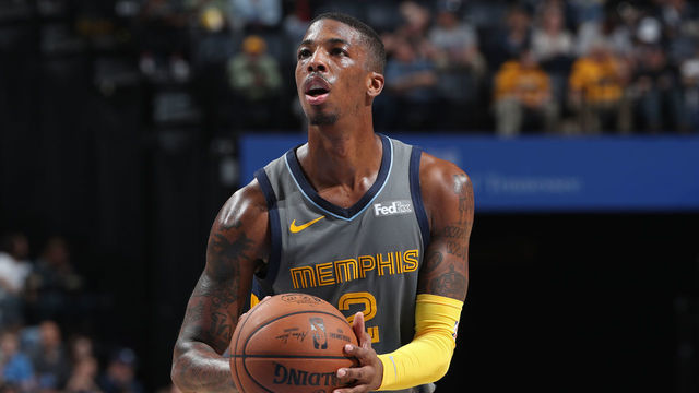 MEMPHIS, TN - APRIL 7: Delon Wright #2 of the Memphis Grizzlies shoots free throws against the Dallas Mavericks on April 7, 2019 at FedExForum in Memphis, Tennessee. Mandatory Copyright Notice: Copyright 2019 NBAE