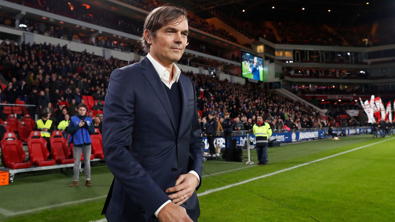 EINDHOVEN, NETHERLANDS - JANUARY 26: Phillip Cocu during the Dutch Eredivisie match between PSV v FC Groningen at the Philips Stadium on January 26, 2019 in Eindhoven Netherlands