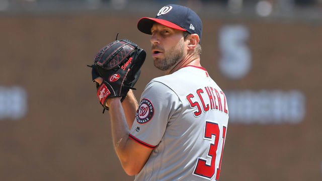 DETROIT, MI - JUNE 30: Max Scherzer #31 of the Washington Nationals pitches during the game against the Detroit Tigers at Comerica Park on June 30, 2019 in Detroit, Michigan. The Nationals defeated the Tigers 2-1.