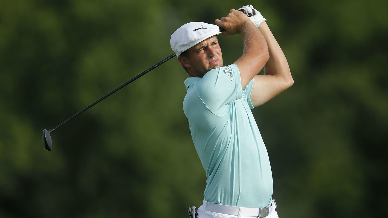 BLAINE, MINNESOTA - JULY 05: Bryson DeChambeau of the United States plays his shot from the 14th tee during the second round of the 3M Open at TPC Twin Cities on July 05, 2019 in Blaine, Minnesota.