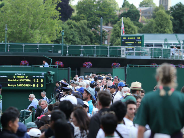 2nd July 2019, The All England Lawn Tennis and Croquet Club, Wimbledon, England, Wimbledon Tennis Tournament, Day 2; Fans queue on the outside courts