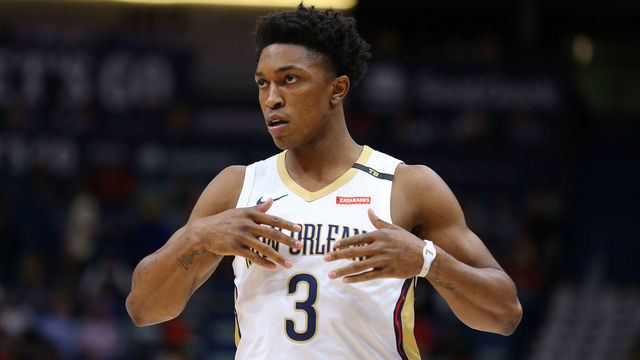 NEW ORLEANS, LOUISIANA - MARCH 26: Stanley Johnson #3 of the New Orleans Pelicans reacts during a game against the Atlanta Hawks at the Smoothie King Center on March 26, 2019 in New Orleans, Louisiana.