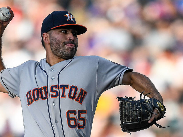 Jose Urquidy of the Houston Astros pitches during the first inning News  Photo - Getty Images