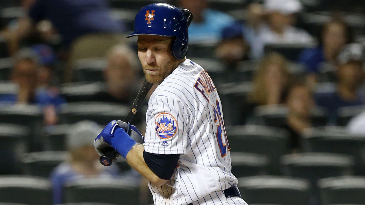 NEW YORK, NEW YORK - JULY 06: Todd Frazier #21 of the New York Mets is hit by a pitch during the fifth inning against the Philadelphia Phillies at Citi Field on July 06, 2019 in New York City.