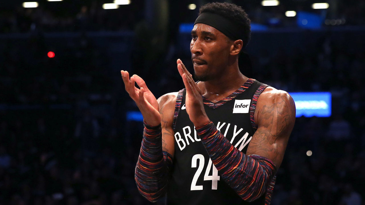 NEW YORK, NEW YORK - APRIL 18: Rondae Hollis-Jefferson #24 of the Brooklyn Nets reacts in the fourth quarter against the Philadelphia 76ers during game three of Round One of the 2019 NBA Playoffs at Barclays Center on April 18, 2019 in the Brooklyn borough of New York City.