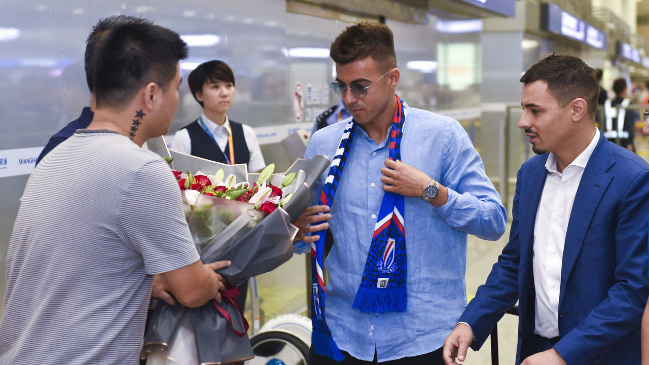 SHANGHAI, CHINA - JULY 08: Stephan El Shaarawy arrives at airport on July 8, 2019 in Shanghai, China. El Shaarawy signed a three-year deal with Shanghai Shenhua.
