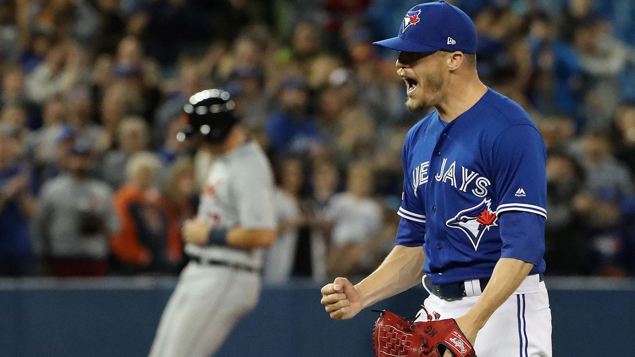 TORONTO, ON- MARCH 30 - Toronto Blue Jays relief pitcher Ken Giles (51) would earn the save as the Toronto Blue Jays shutout the Detroit Tigers 3-0 at the Rogers Centre in Toronto. March 30, 2019. (Steve Russell/Toronto Star via Getty Images)