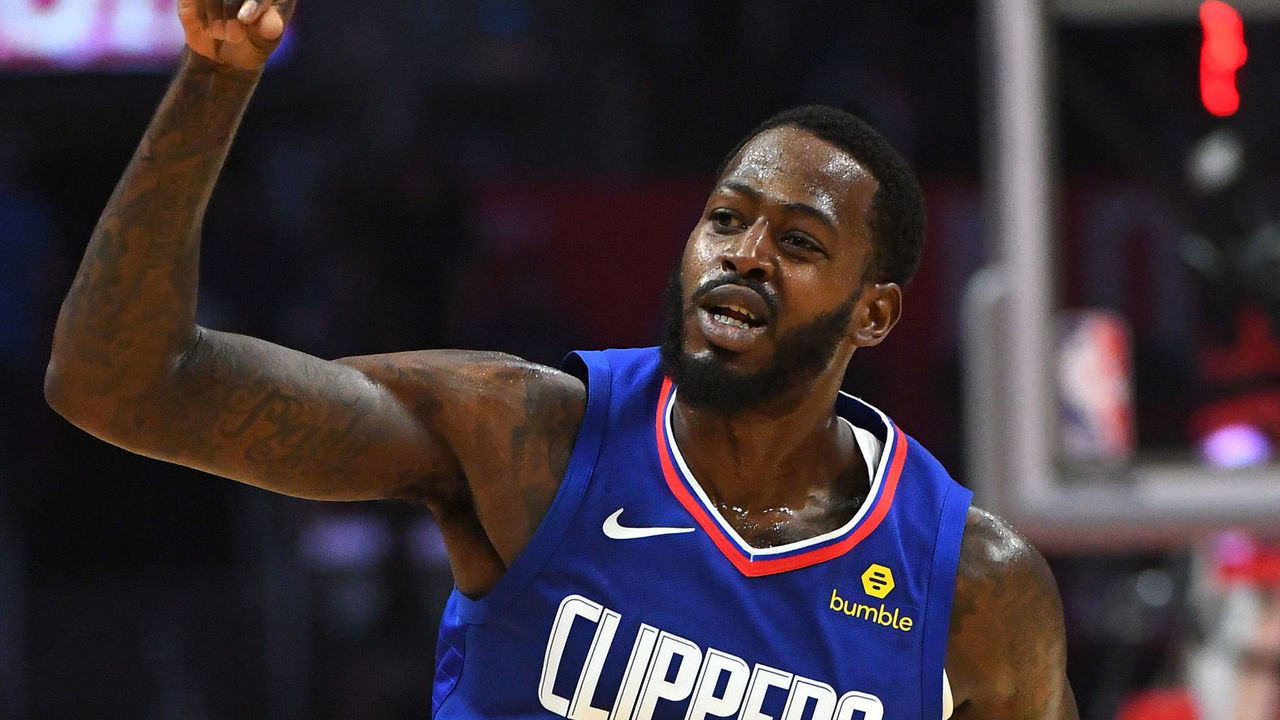 LOS ANGELES, CA - MARCH 31: JaMychal Green #4 of the Los Angeles Clippers heads down court after a three point basket in the second of the game against the Memphis Grizzlies at Staples Center on March 31, 2019 in Los Angeles, California. NOTE TO USER: User expressly acknowledges and agrees that, by downloading and/or using this photograph, user is consenting to the terms and conditions of the Getty Images License Agreement.
