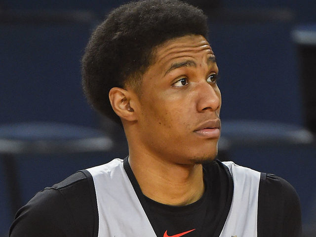 OAKLAND, CA - JUNE 12: Patrick McCaw #1 of the Toronto Raptors looks on during NBA Finals practice and media availability on June12, 2019 at Oracle Arena in Oakland, California. NOTE TO USER: User expressly acknowledges and agrees that, by downloading and/or using this photograph, user is consenting to the terms and conditions of the Getty Images License Agreement. Mandatory Copyright Notice: Copyright 2019 NBAE