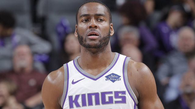 SACRAMENTO, CA - APRIL 2: Alec Burks #13 of the Sacramento Kings looks on during the game against the Houston Rockets on April 2, 2019 at Golden 1 Center in Sacramento, California. NOTE TO USER: User expressly acknowledges and agrees that, by downloading and or using this photograph, User is consenting to the terms and conditions of the Getty Images Agreement. Mandatory Copyright Notice: Copyright 2019 NBAE