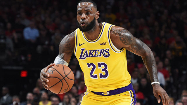 PORTLAND, OR - OCTOBER 18: LeBron James #23 of the Los Angeles Lakers controls the ball against the Portland Trail Blazers in the first quarter of their game at Moda Center on October 18, 2018 in Portland, Oregon.