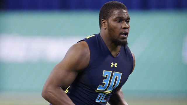 INDIANAPOLIS, IN - MARCH 05: Defensive lineman Malik McDowell of Michigan State in action during day five of the NFL Combine at Lucas Oil Stadium on March 5, 2017 in Indianapolis, Indiana.