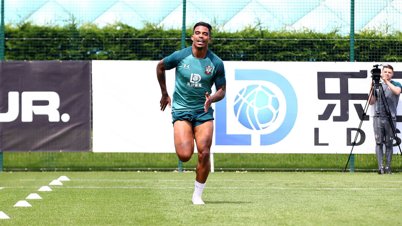 SOUTHAMPTON, ENGLAND - JULY 02: Mario Lemina during Southampton FC's second day of pre season training at the Staplewood Campus on July 02, 2019 in Southampton, England.