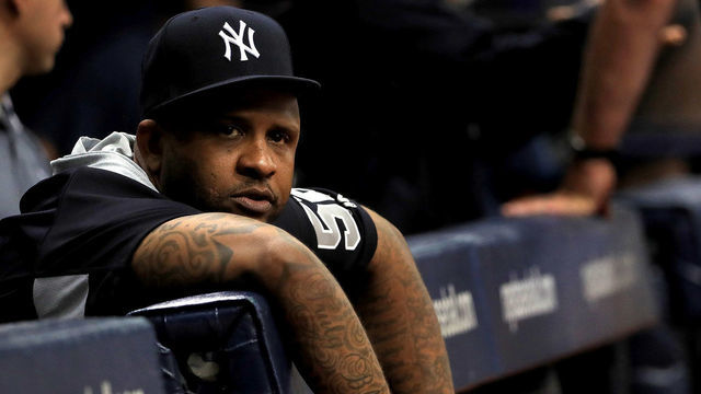 ST PETERSBURG, FL - JULY 25: CC Sabathia #52 of the New York Yankees looks on in the first inning during a game against the Tampa Bay Rays at Tropicana Field on July 25, 2018 in St Petersburg, Florida.