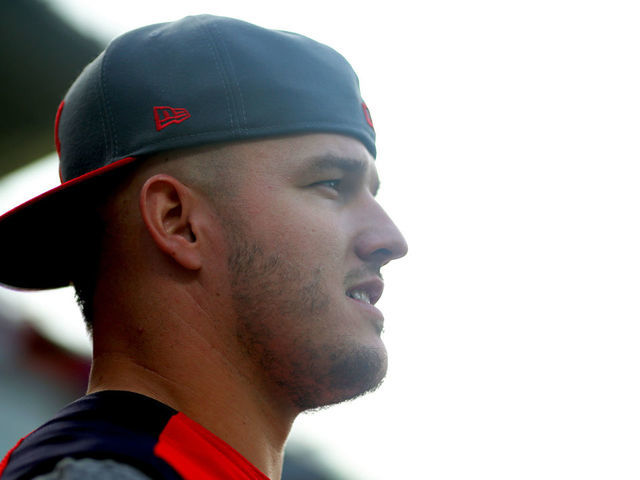 CLEVELAND, OH - JULY 08: Mike Trout of the American League All-Stars during the Gatorade All-Star Workout Day at Progressive Field on Monday, July 8, 2019 in Cleveland, Ohio.