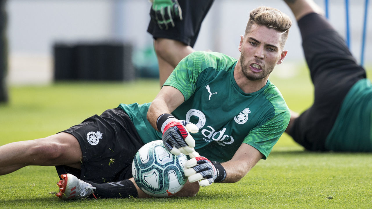 , SPAIN - JULY 9: Luca Zidane of Real Racing Club de Santander during the Real Racing Club de Santander Training Session on July 9, 2019