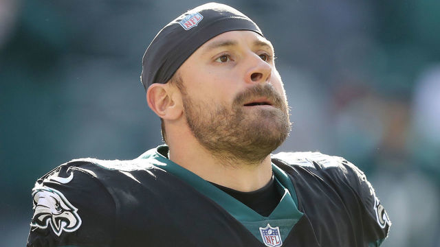 PHILADELPHIA, PENNSYLVANIA - NOVEMBER 25: Chris Long #56 of the Philadelphia Eagles looks on during warmups before the game against the New York Giants at Lincoln Financial Field on November 25, 2018 in Philadelphia, Pennsylvania.