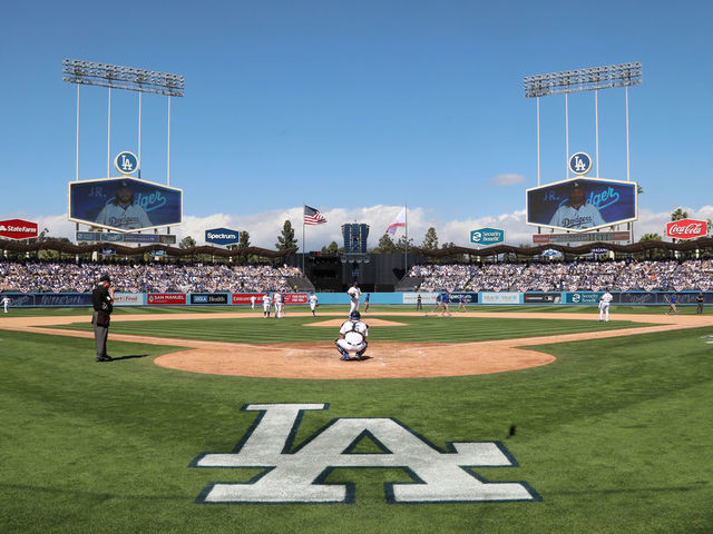 LOS ANGELES, CALIFORNIA - MARCH 28: General view of the Los Angeles Dodgers Game Opening Day at Dodger Stadium on March 28, 2019 in Los Angeles, California.