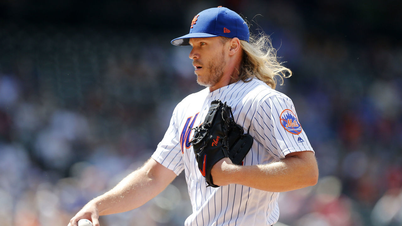 NEW YORK, NEW YORK - JUNE 09: Noah Syndergaard #34 of the New York Mets in action against the Colorado Rockies at Citi Field on June 09, 2019 in New York City. The Mets defeated the Rockies 6-1.