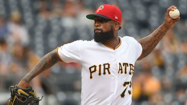 PITTSBURGH, PA - JULY 07: Felipe Vazquez #73 of the Pittsburgh Pirates delivers a pitch in the ninth inning during the game against the Milwaukee Brewers at PNC Park on July 7, 2019 in Pittsburgh, Pennsylvania.