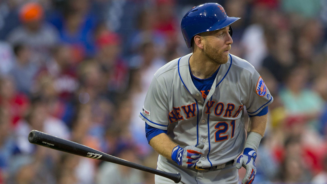 PHILADELPHIA, PA - JUNE 24: Todd Frazier #21 of the New York Mets hits a solo home run in the top of the third inning against the Philadelphia Phillies at Citizens Bank Park on June 24, 2019 in Philadelphia, Pennsylvania.
