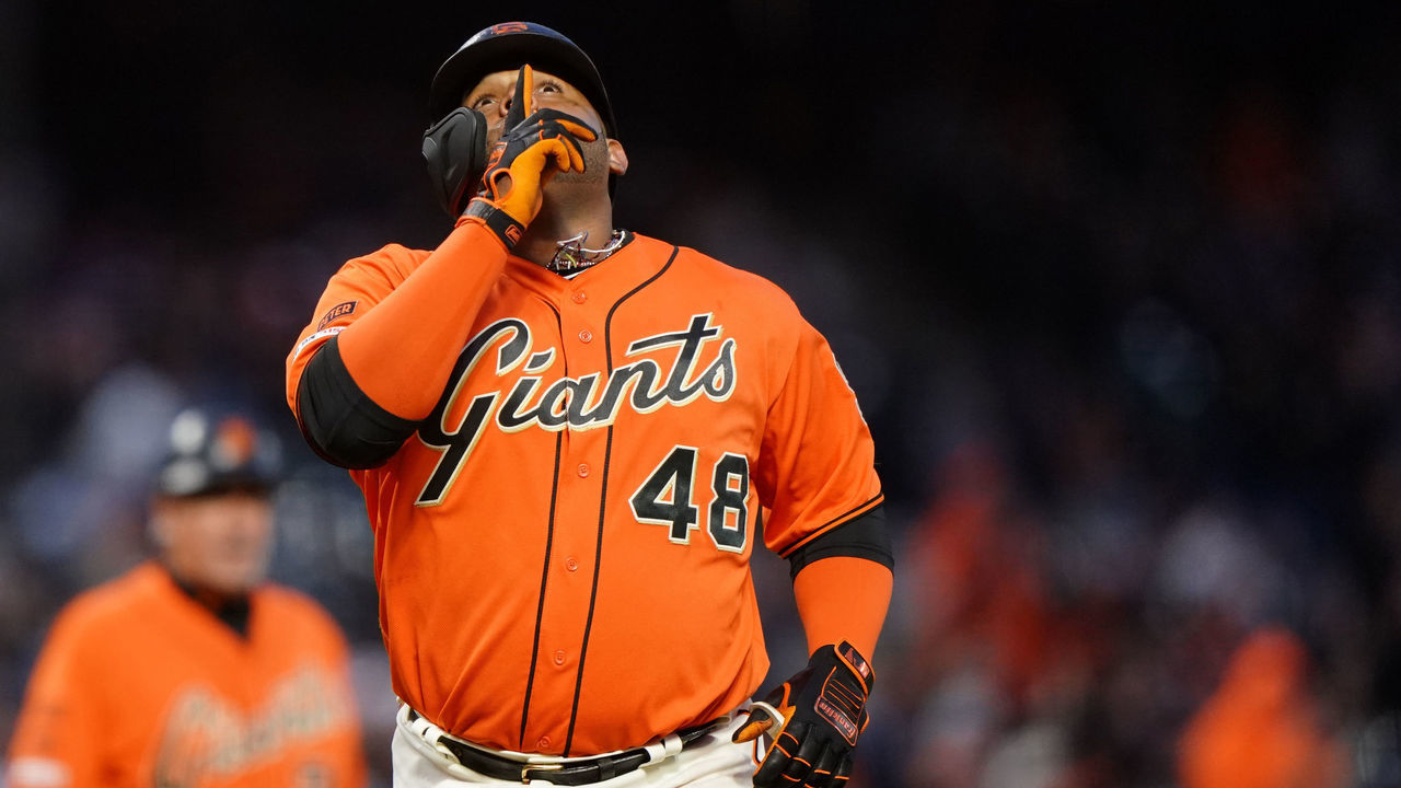 SAN FRANCISCO, CALIFORNIA - JUNE 14: Pablo Sandoval #48 of the San Francisco Giants celebrates a two run home run during the fourth inning against the Milwaukee Brewers at Oracle Park on June 14, 2019 in San Francisco, California.