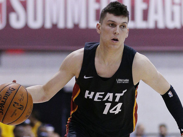 LAS VEGAS, NEVADA - JULY 09: Tyler Herro #14 of the Miami Heat in action against the Orlando Magic during the 2019 NBA Summer League at the Cox Pavilion on July 09, 2019 in Las Vegas, Nevada.