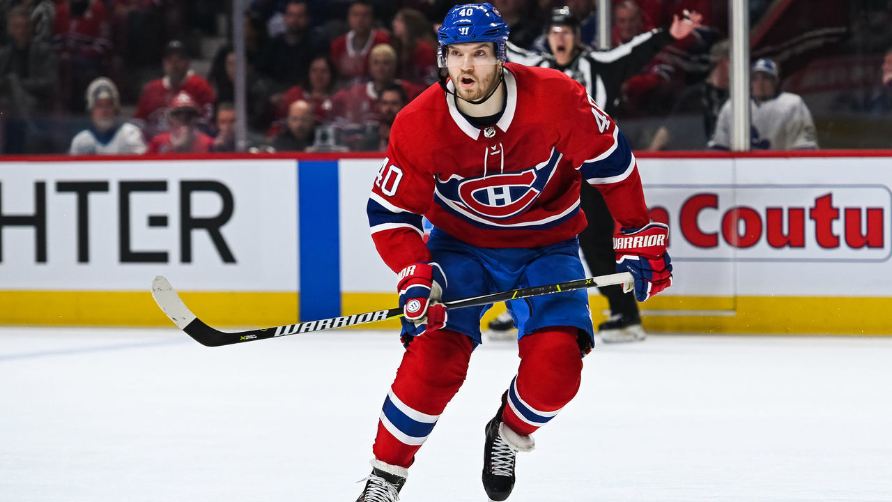 MONTREAL, QC - APRIL 06: Look on Montreal Canadiens right wing Joel Armia (40) during the Toronto Maple Leafs versus the Montreal Canadiens game on April 06, 2019, at Bell Centre in Montreal, QC