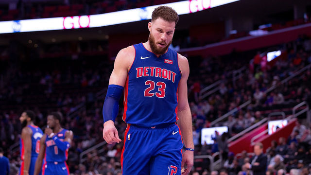 DETROIT, MI - JANUARY 29: Blake Griffin #23 of the Detroit Pistons looks to the sidelines during the fourth quarter of the game against the Milwaukee Bucks at Little Caesars Arena on January 29, 2019 in Detroit, Michigan. Milwaukee defeated Detroit 115-105.