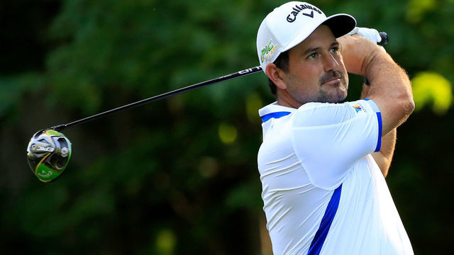 SILVIS, ILLINOIS - JULY 11: Roberto Diaz of Mexico plays his shot on the 17th tee during the first round of the John Deere Classic at TPC Deere Run on July 11, 2019 in Silvis, Illinois.