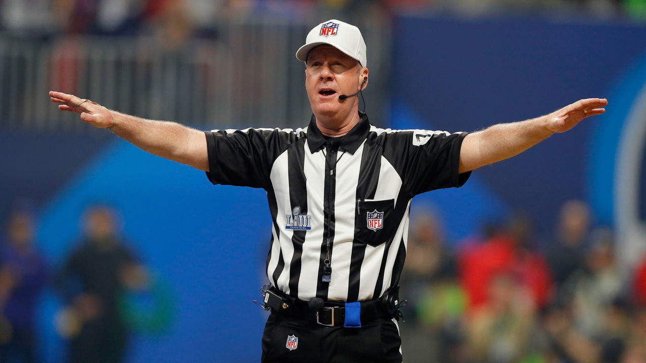 ATLANTA, GA - FEBRUARY 03: Referee John Perry in action in the second half during Super Bowl LIII at Mercedes-Benz Stadium on February 3, 2019 in Atlanta, Georgia.