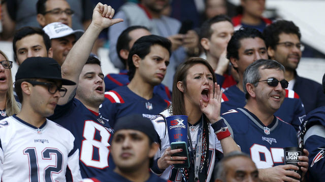 MEXICO CITY, NOVEMBER 19: Fans boo Commissioner of the National Football League Roger Goodell as he leaves the field before the start of the 2017 NFL Mexico Game between the Patriots and Raiders at the Estadio Azteca in Mexico City, Nov. 19, 2017.