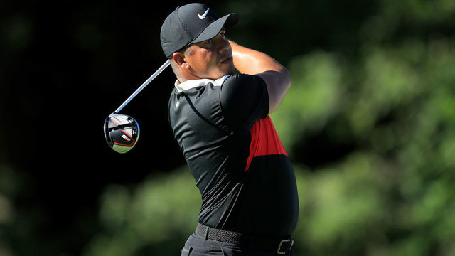 SILVIS, ILLINOIS - JULY 12: Jhonattan Vegas of Venezuela plays his shot from the 13th tee during the second round of the John Deere Classic Austen Truslow TPC Deere Run on July 12, 2019 in Silvis, Illinois.