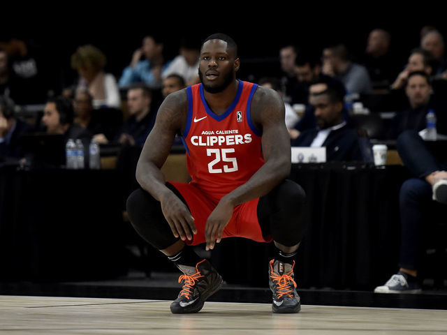LAS VEGAS, NV - DECEMBER 21: Anthony Bennett #25 of the Agua Caliente Clippers looks on against the Capital City Go-Go during the NBA G League Winter Showcase at Mandalay Bay Events Center in Las Vegas, Nevada on December 21, 2018. NOTE TO USER: User expressly acknowledges and agrees that, by downloading and/or using this Photograph, user is consenting to the terms and conditions of the Getty Images License Agreement. Mandatory Copyright Notice: Copyright 2018 NBAE