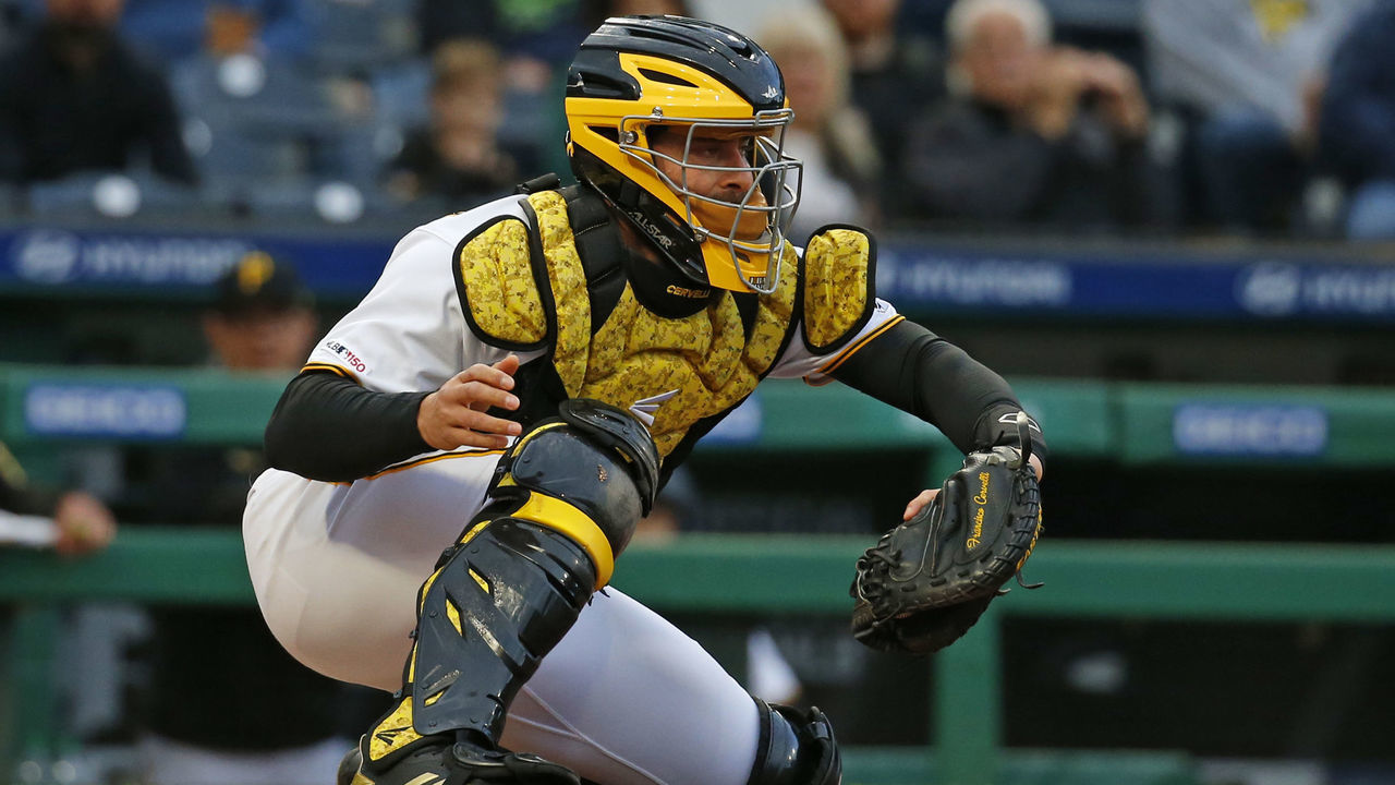 PITTSBURGH, PA - MAY 21: Francisco Cervelli #29 of the Pittsburgh Pirates in action against the Colorado Rockies at PNC Park on May 21, 2019 in Pittsburgh, Pennsylvania.