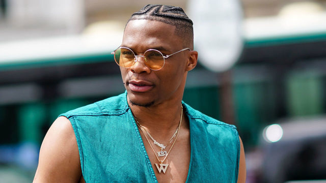 PARIS, FRANCE - JUNE 19: Russell Westbrook is seen, outside Acne Studios, during Paris Fashion Week - Menswear Spring/Summer 2020, on June 19, 2019 in Paris, France.
