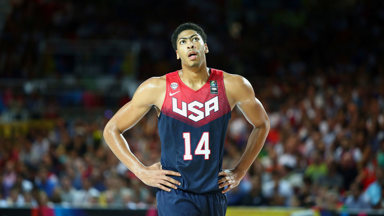 BILBAO, SPAIN - AUGUST 31: Anthony Davis #14 of the USA Basketball Men's National Team during a game against the Turkey Basketball Men's National Team during the 2014 FIBA World Cup at Bizkaia Arena in Bilbao Exhibition Centre on August 31, 2014 in Bilbao, Spain. NOTE TO USER: User expressly acknowledges and agrees that, by downloading and/or using this Photograph, user is consenting to the terms and conditions of the Getty Images License Agreement. Mandatory Copyright Notice: Copyright 2014 NBAE